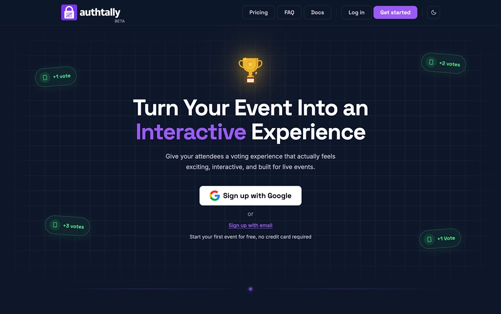AuthTally dashboard