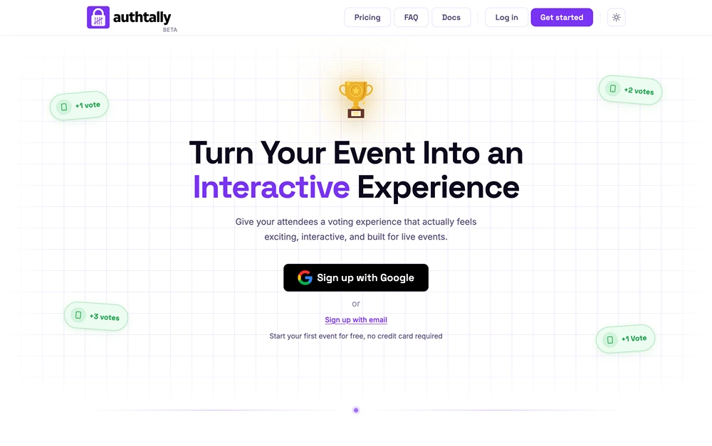 AuthTally dashboard